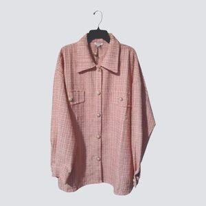 ANDREE BY UNIT Pink Faux Tweed Elegant Shacket